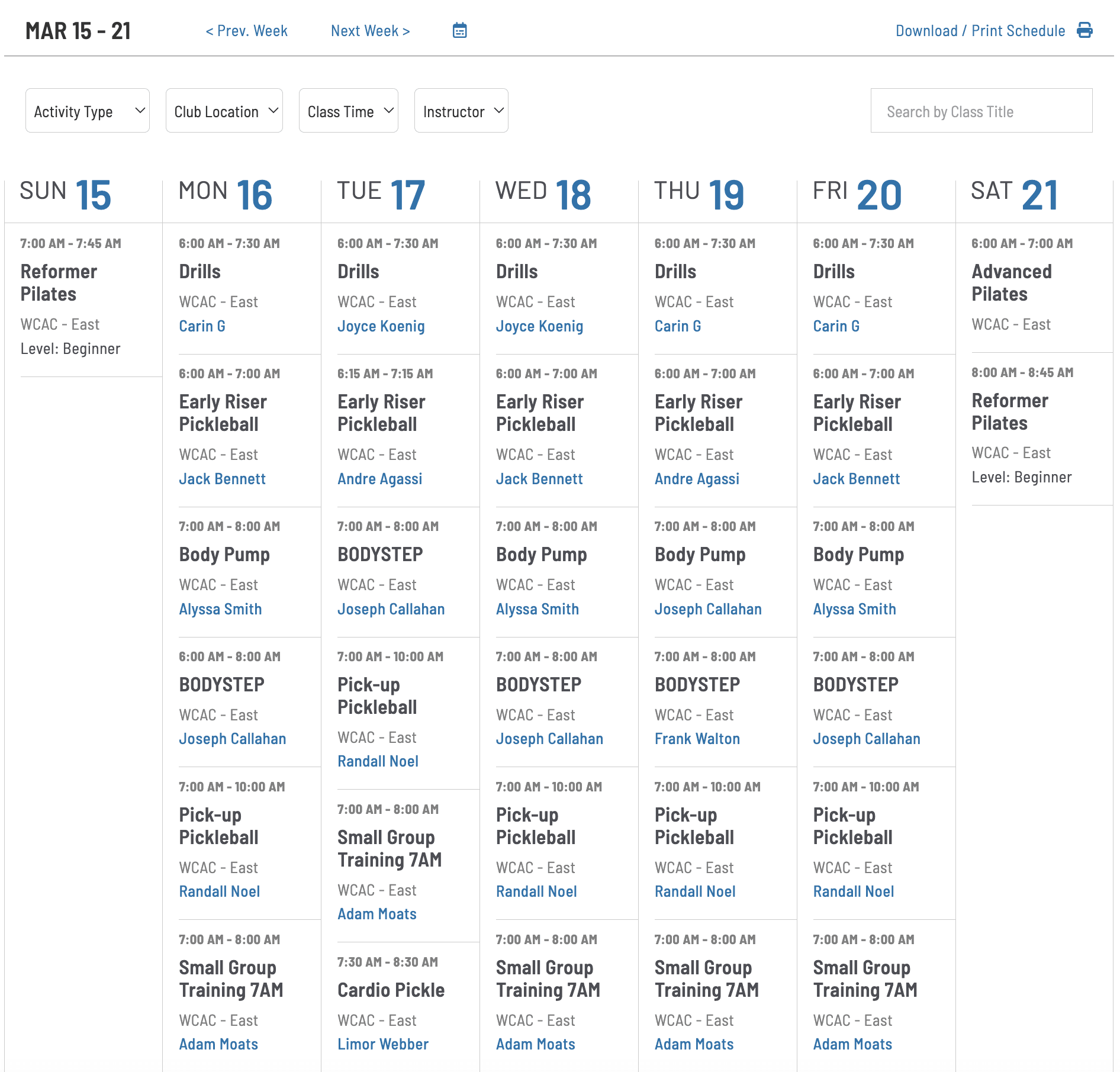 GroupX Schedule plugin